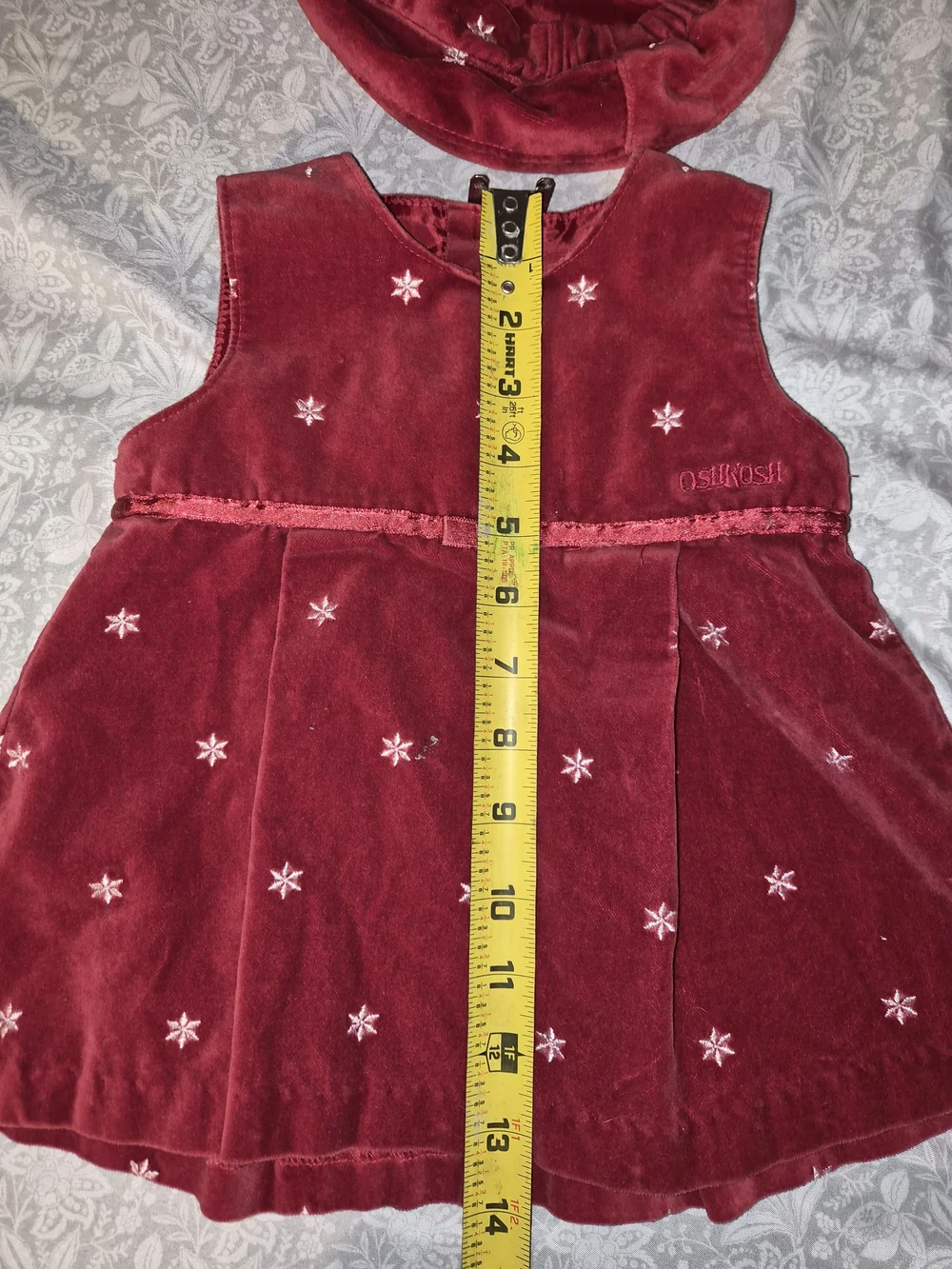 OshKosh B'gosh Red Velvet Dress with Matching Hat